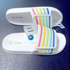 Cat & Jack White Shane Sandals Slides for Girls Size L(4/5)